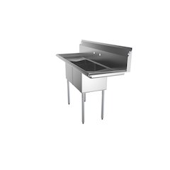 60 in. Two Compartment Sink with 2 Drainboards, Bowl Size 15"x 15"x 12"