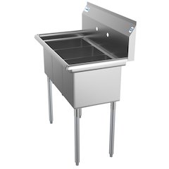 36 in. Three Compartment Sink, Bowl Size 10" x 14" x 10"