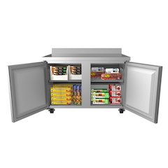 48 In. Stainless Steel Two-Door Worktop Freezer with5 in. Backsplash, 12 Cu. Ft.