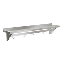 12" x 60" 18-Gauge Stainless-Steel Heavy Duty Wall Shelf with Pot Rack