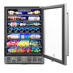 23.4 in. Stainless Steel, Glass-Door Built-In Refrigerator Beverage Cooler, 5 Cu