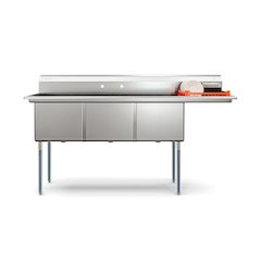 75 in. Three Compartment Sink Bowl Size 18x18x14 Stainless-Steel 18 Gauge