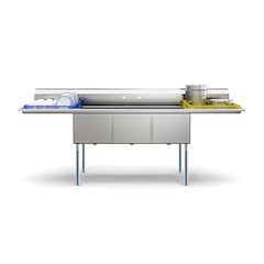102 in. Three Compartment Commercial Sink Stainless-Steel 18 Gauge
