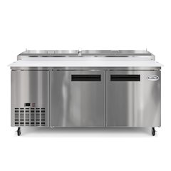 71 in. Two Door Commercial Pizza Prep Refrigerator in Stainless-Steel