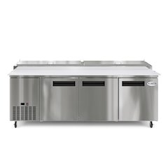 92 In. Three Door Commercial Pizza Prep Refrigerator in Stainless-Steel