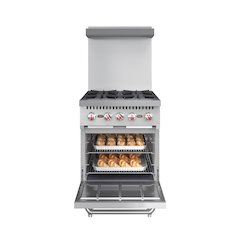 24 in. 4 Burner Commercial Natural Gas Range with Oven in Stainless-Steel