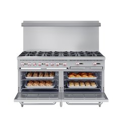 60 in. 10 Burner Commercial LP Range with Oven in Stainless-Steel