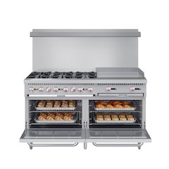 60 in. 6 Burner Natural Gas Range with 24 in. Griddle in Stainless-Steel