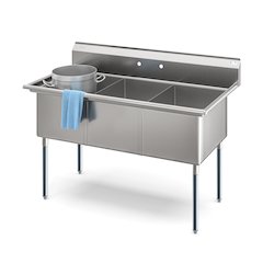 60 in. Three Compartment Sink, Bowl Size 18x24x14 in 18-Gauge Stainless-Steel