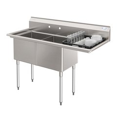 57 in. 16-Gauge 2-Compartment Sink