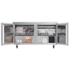 60 in. Two-Door Undercounter Freezer in Stainless Steel with Casters, ETL Listed