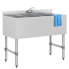 38 in. Three-Compartment Bar Sink