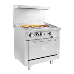 36 in. Commercial Oven with Griddle Top, 90000 BTU in Stainless-Steel