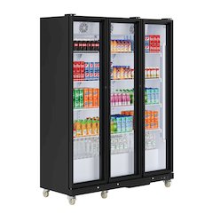 71 in. 3 Fully Glass Door Merchandiser Refrigerator, 46 cu. ft. in Black