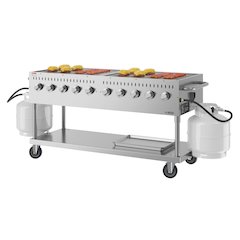 72 in. Mobile Outdoor Propane Gas Grill, ETL Listed in Stainless-Steel