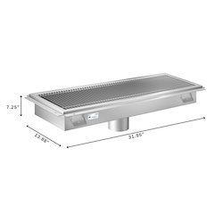 12" x 30" Stainless Steel Floor Trough Drain, 14-Gauge
