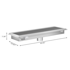 12" x 42" Stainless Steel Floor Trough Drain, 14-Gauge