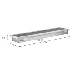 12" x 54" Stainless Steel Floor Trough Drain, 14-Gauge