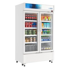 47 in. Commercial 2-Glass Door Merchandiser Refrigerator, 29 cu. ft. in White