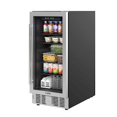 15 in Small Stainless Steel Glass-Door Built-In Refrigerator and Beverage Cooler