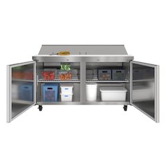 60" 2 Door Refrigerated Salad and Sandwich Prep Table, 16 Pan Capacity