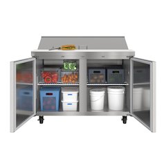 46" 2 Door Refrigeratd Salad and Sandwich Prep Table, 12 Pan Capacity