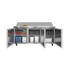 70" 3 Door Refrigerated Salad and Sandwich Prep Table, 18 Pan Capacity
