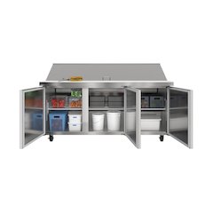 70" 3 Door Refrigerated Mega Salad and Sandwich Prep Table, 30 Pan Capacity