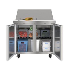 36" 2 Door Refrigerated Mega Salad and Sandwich Prep Table, 15 Pan Capacity