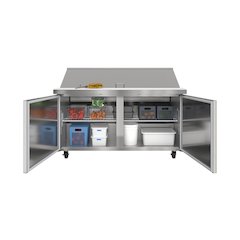 60" 2 Door Refrigerated Mega Salad and Sandwich Prep Table, 27 Pan Capacity