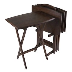 TV Table Set in Walnut Finish with Durable Material and Elegant Design