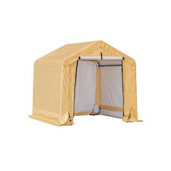 Portable Garden Shed 6'x6'x6'(H), Peak Roof, Yellow Cover
