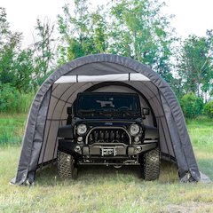 Portable Carport 10'x20'x8'(H), Round Roof, Gray Cover