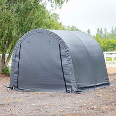 Portable ATV Shed 10'x10'x8'(H), Round Roof, Gray Cover
