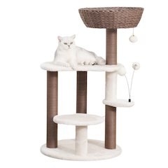 Group Quartz Handwoven Eco-Friendly Cat Tree, Paper Rope Scratching Posts, 36"