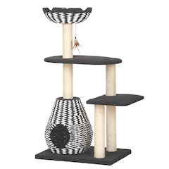 49-in Cat Tree With Recyclable Paper Rope Perch & Condo Lounger, Black & White