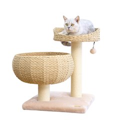 23-in Paper Rope Hand Woven Condo & Perch Cat Tree, Natural