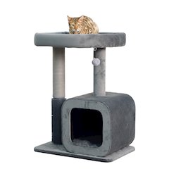 2-Level 30.5" Quilted Velvet Cat Tree with Recycled Paper Scratcher, Plush Perch