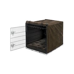 Crate Cover Bed For Dogs in Chocolate Bones  Fabric Finish Size - MED