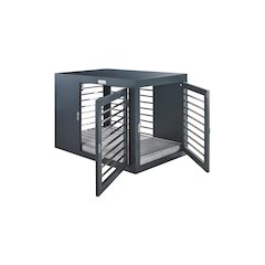 Moderno Crate Bed For Dogs in Grey Fabric Finish Size - MED