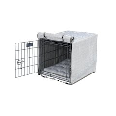 Crate Cover Bed For Dogs in Taupe Herringbone Fabric Finish Size - LRG