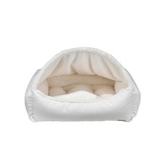 Canopy Bed For Dogs in Winter White Fabric Finish Size - MED