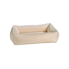 Urban Lounger Bed For Dogs in Ivory Sheepskin Fabric Finish Size - MED