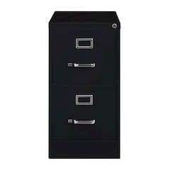 Hirsh 25" Deep 2 Drawer Metal Vertical File Cabinet, Commercial Grade, Black