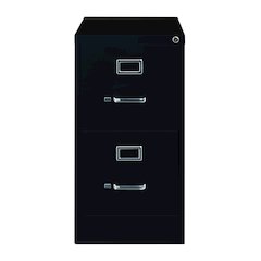 Hirsh 25" Deep 2 Drawer Metal Vertical File Cabinet, Commercial Grade, Black