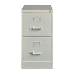 Hirsh 25" Deep 2 Drawer Metal Vertical File Cabinet, Light Gray