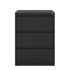 Hirsh 30 Inch Wide 3 Drawer Metal Lateral File Cabinet, Black