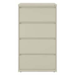 Hirsh 30 Inch Wide 4 Drawer Metal Lateral File Cabinet, Putty
