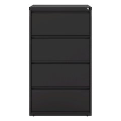 Hirsh 30 Inch Wide 4 Drawer Metal Lateral File Cabinet, Black