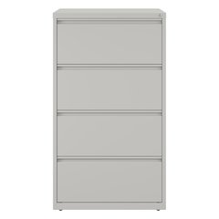 Hirsh 30 Inch Wide 4 Drawer Metal Lateral File Cabinet, Light Gray
